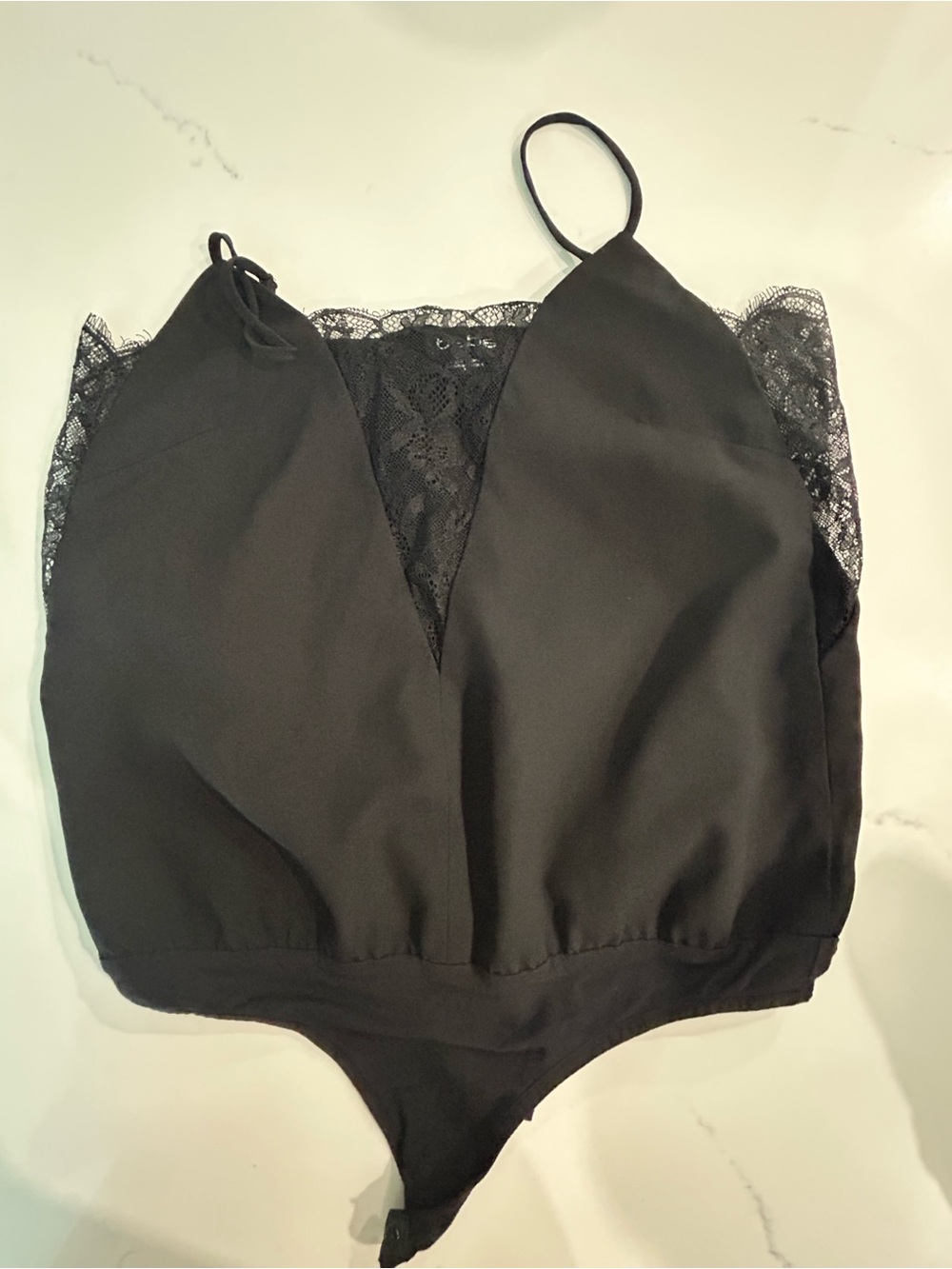 Bebe Black Lace-Trim Bodysuit small
